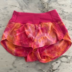 Outdoor Voices shorts. Size XS. Pink and orange tie dye color.